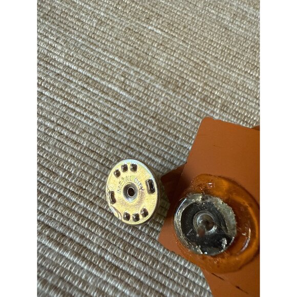 Vintage Geometric Brooch Pin With Blue & Clear Acrylic Layered Design Tiny - Picture 10 of 14